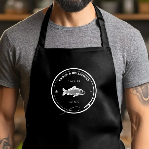 Delantal de barbacoa personalizado de pesca - pescador con pasión