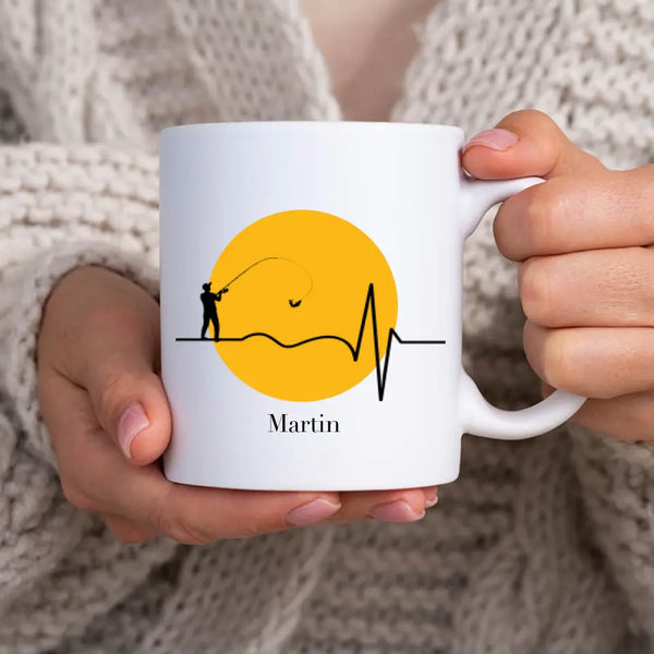 Taza de Pesca Personalizada - Latido del Corazón