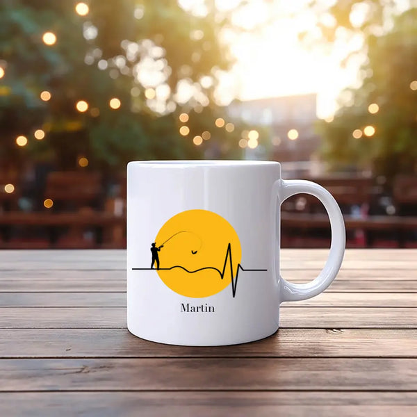 Taza de Pesca Personalizada - Latido del Corazón
