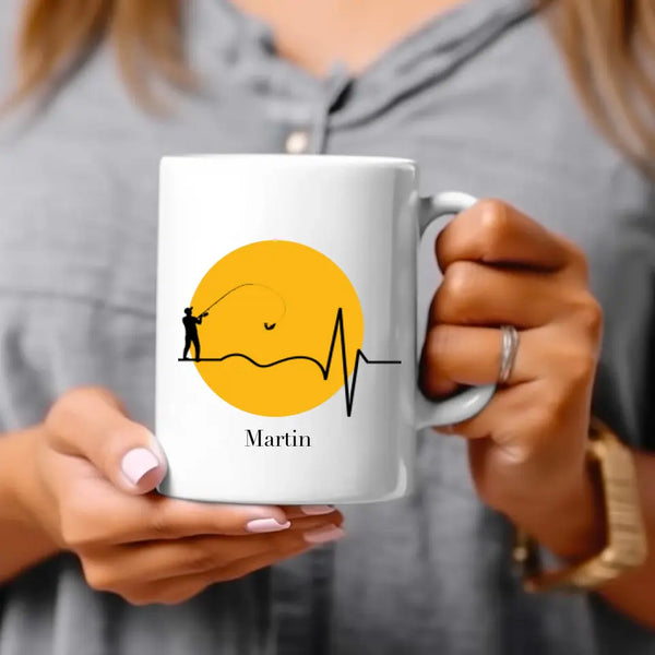 Taza de Pesca Personalizada - Latido del Corazón