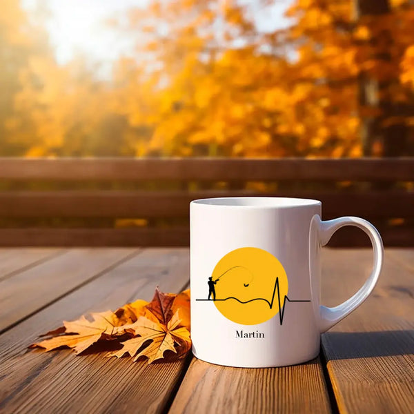 Taza de Pesca Personalizada - Latido del Corazón