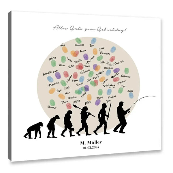 Lienzo de huellas dactilares Pesca - Evolución