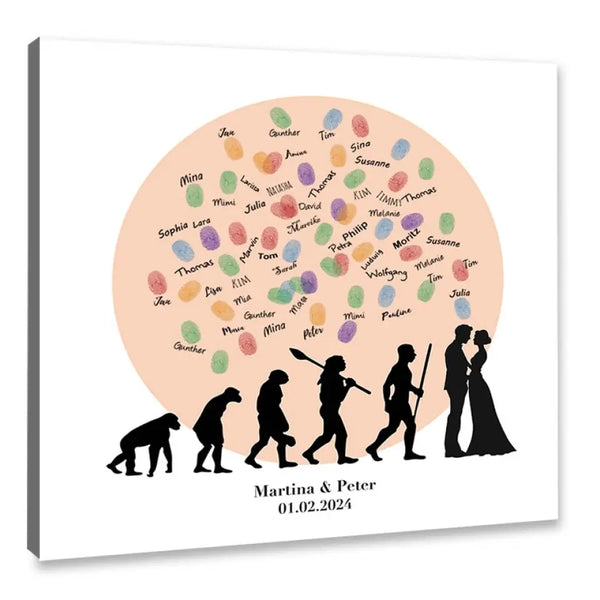 Boda en lienzo con huellas dactilares - evolución