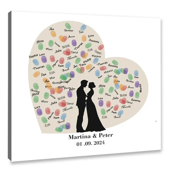 Cuadro de huellas dactilares de boda - silueta