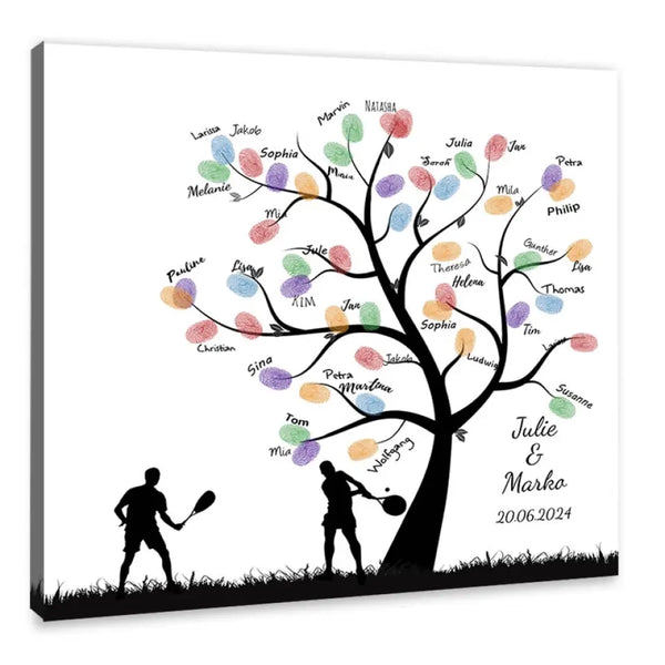 Boda en lienzo con huellas dactilares - pareja de tenis