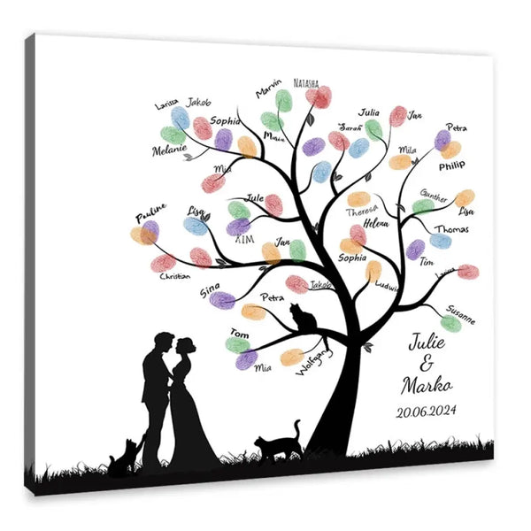 Amantes de los gatos en lienzo con huellas dactilares - pareja de amantes de los gatos