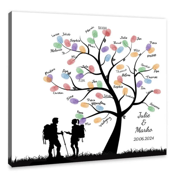 Senderismo en lienzo con huellas dactilares - Senderismo en pareja