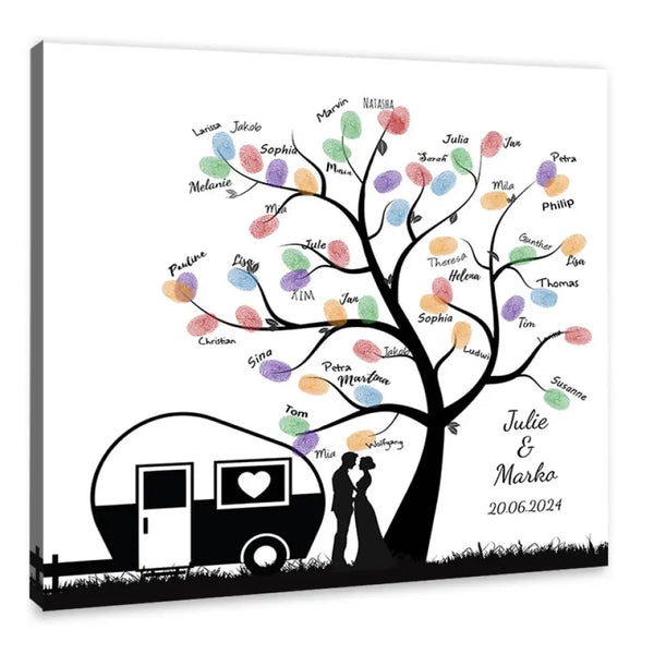 Camping de lona de huellas dactilares - pareja de camping