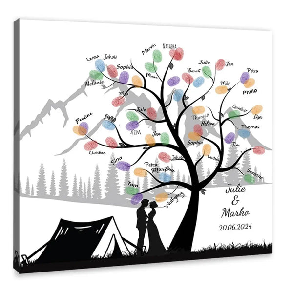 Camping de lona de huellas dactilares - pareja de camping