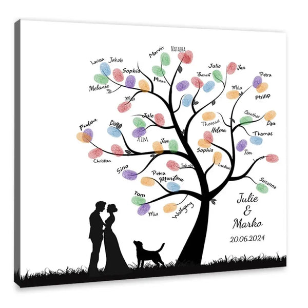 Lienzo de huellas dactilares - Pareja de amantes de los perros