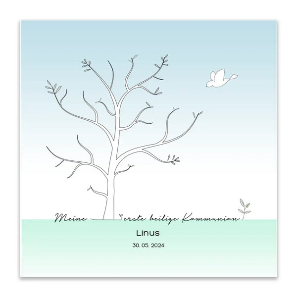 Comunión en lienzo con huellas dactilares - árbol de la paloma