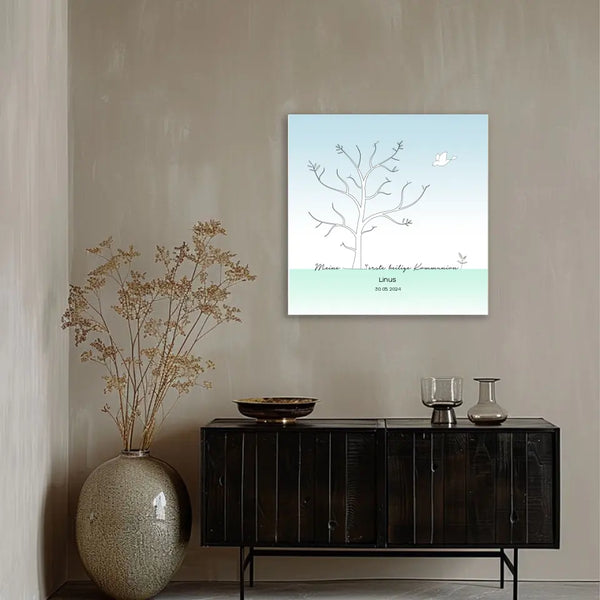 Comunión en lienzo con huellas dactilares - árbol de la paloma