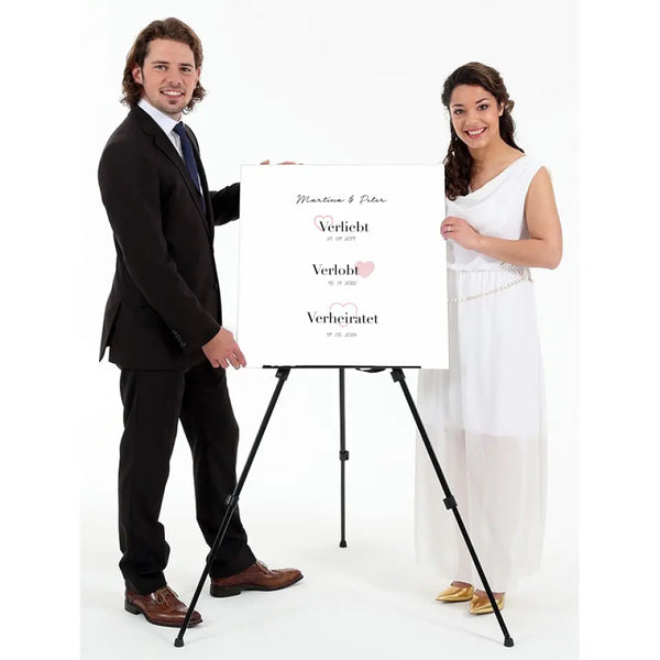 Lienzo de huellas dactilares: enamorado, comprometido, casado