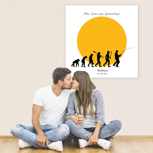 Lienzo de huellas dactilares Pesca - Evolución