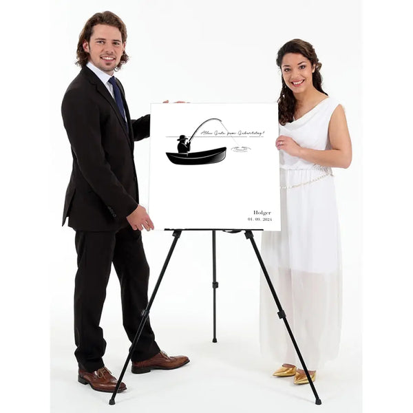 Lienzo de huellas dactilares de pesca - silueta