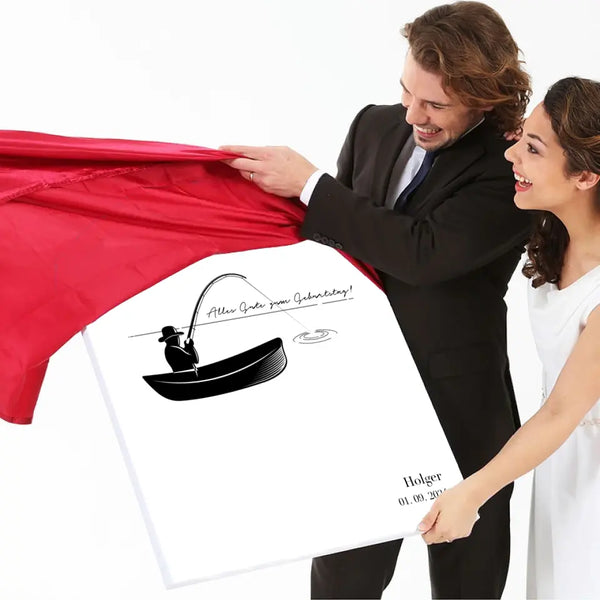 Lienzo de huellas dactilares de pesca - silueta