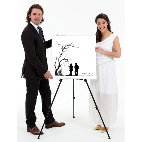 Pesca en lienzo con huellas dactilares - pareja de pescadores