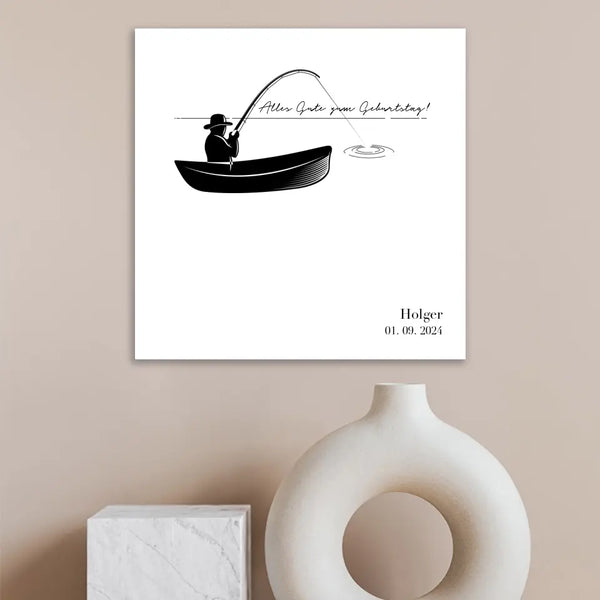 Lienzo de huellas dactilares de pesca - silueta