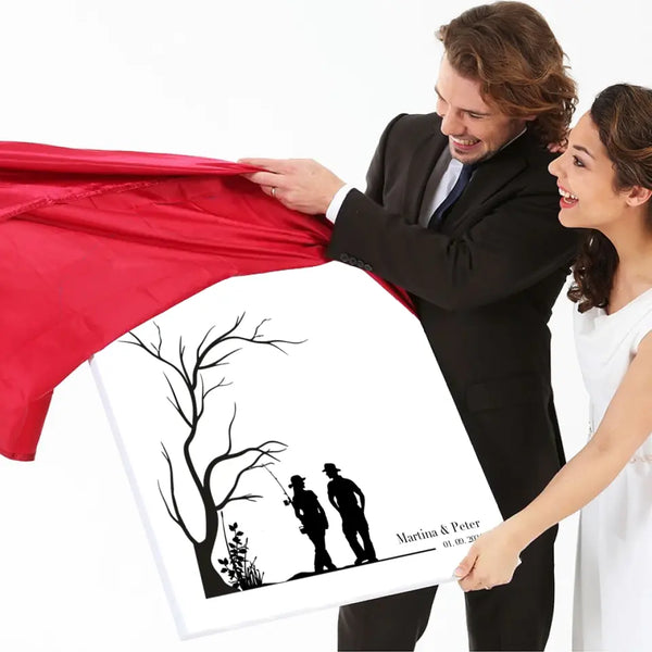 Pesca en lienzo con huellas dactilares - pareja de pescadores