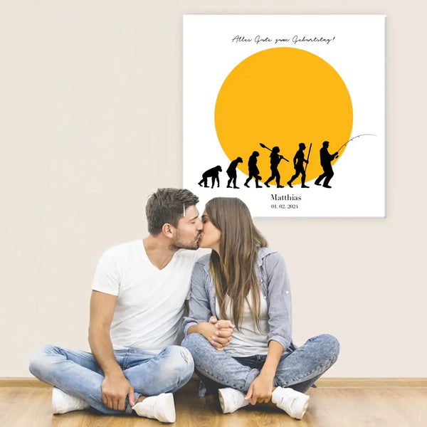 Lienzo de huellas dactilares Pesca - Evolución