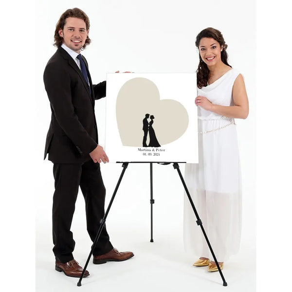 Cuadro de huellas dactilares de boda - silueta