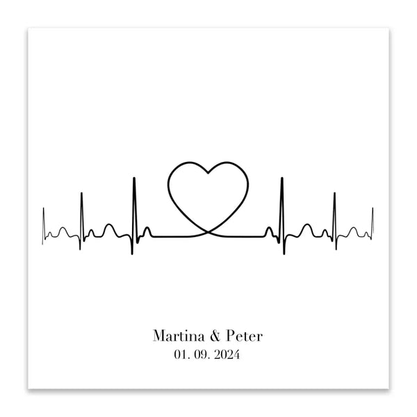 Boda en lienzo con huellas dactilares - latido del corazón