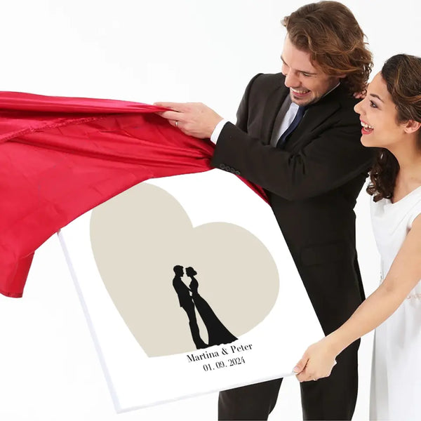 Cuadro de huellas dactilares de boda - silueta