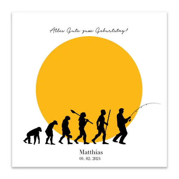 Lienzo de huellas dactilares Pesca - Evolución