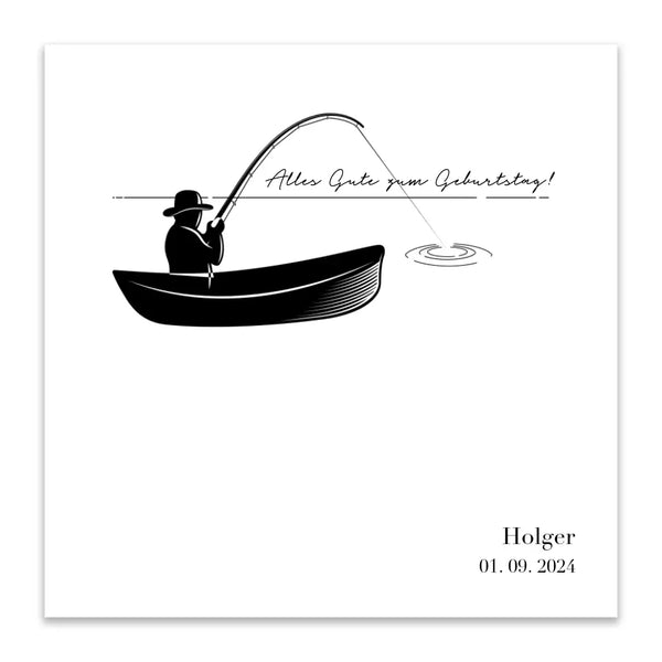 Lienzo de huellas dactilares de pesca - silueta