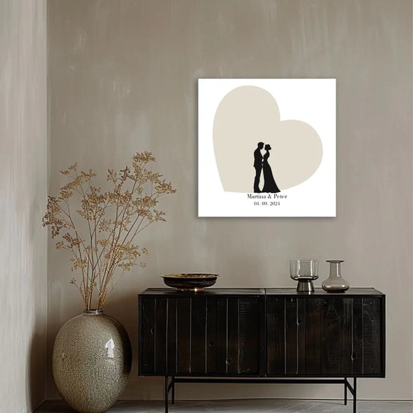 Cuadro de huellas dactilares de boda - silueta