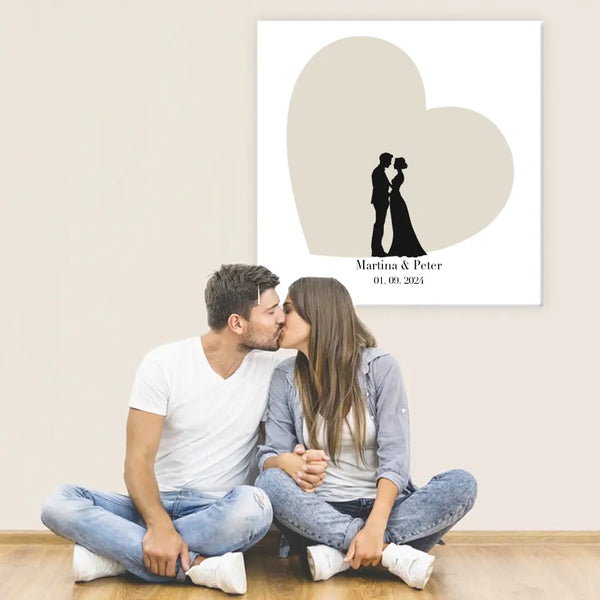 Cuadro de huellas dactilares de boda - silueta