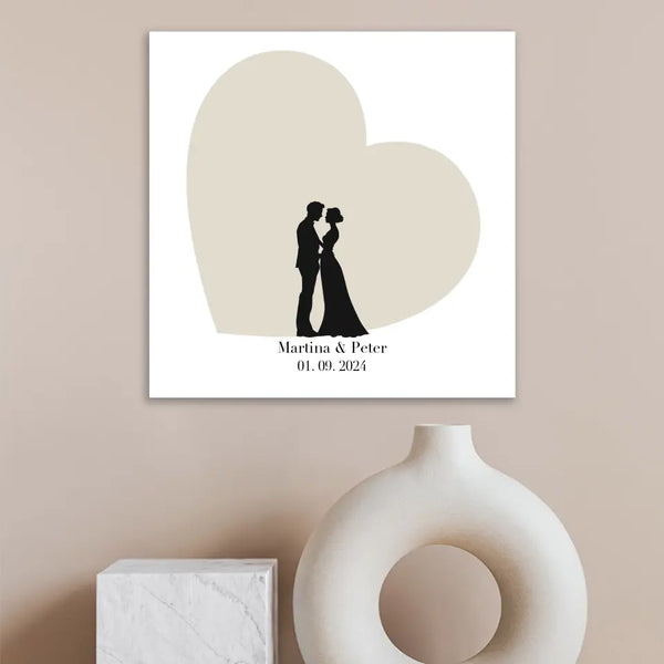 Cuadro de huellas dactilares de boda - silueta