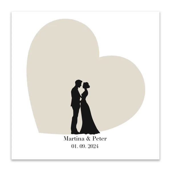 Cuadro de huellas dactilares de boda - silueta