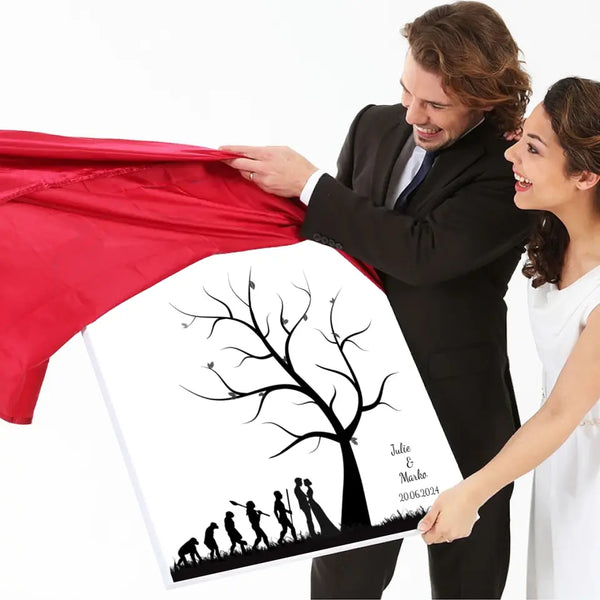 Boda en lienzo con huellas dactilares - evolución bajo el árbol