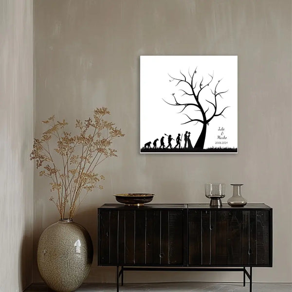 Boda en lienzo con huellas dactilares - evolución bajo el árbol