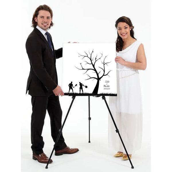 Boda en lienzo con huellas dactilares - pareja de tenis