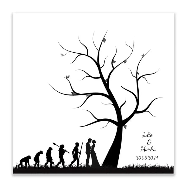 Boda en lienzo con huellas dactilares - evolución bajo el árbol