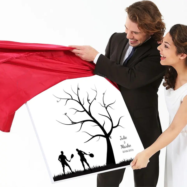 Boda en lienzo con huellas dactilares - pareja de tenis