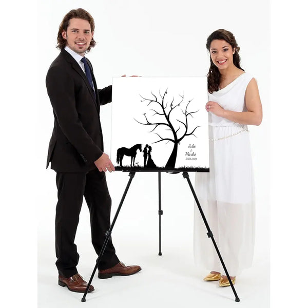 Boda de lienzo de huellas dactilares - pareja amante de los caballos