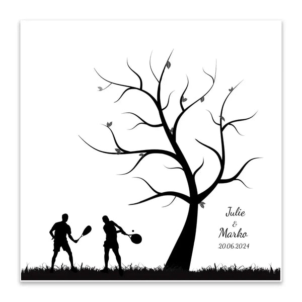 Boda en lienzo con huellas dactilares - pareja de tenis