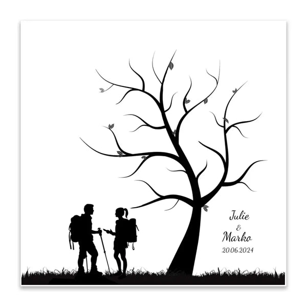 Senderismo en lienzo con huellas dactilares - Senderismo en pareja