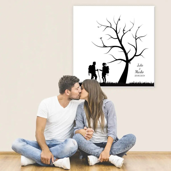 Senderismo en lienzo con huellas dactilares - Senderismo en pareja