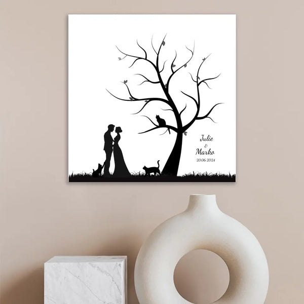 Amantes de los gatos en lienzo con huellas dactilares - pareja de amantes de los gatos