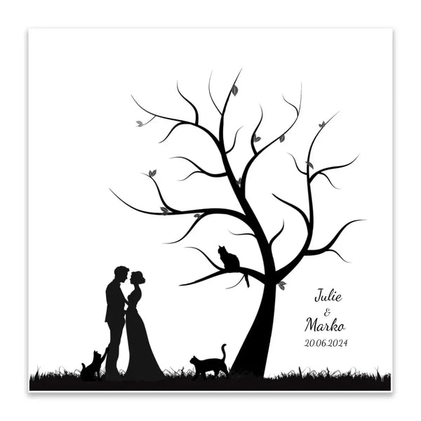 Amantes de los gatos en lienzo con huellas dactilares - pareja de amantes de los gatos