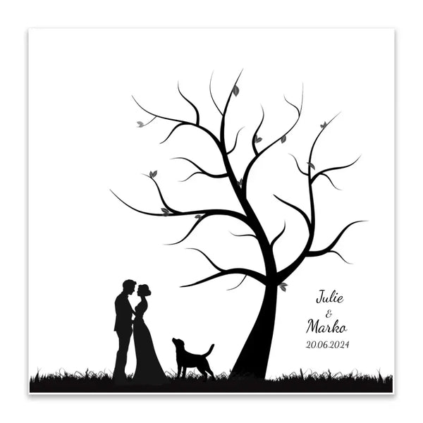 Lienzo de huellas dactilares - Pareja de amantes de los perros