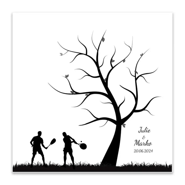 Boda en lienzo con huellas dactilares - pareja de tenis