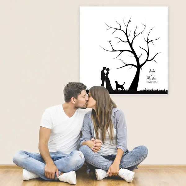 Lienzo de huellas dactilares - Pareja de amantes de los perros