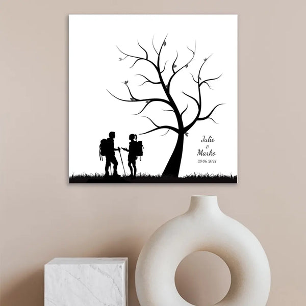 Senderismo en lienzo con huellas dactilares - Senderismo en pareja