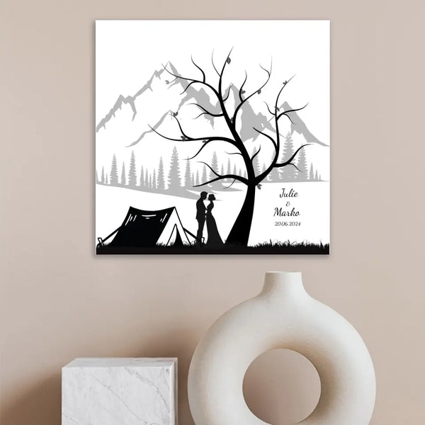 Camping de lona de huellas dactilares - pareja de camping