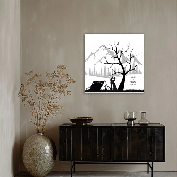 Camping de lona de huellas dactilares - pareja de camping